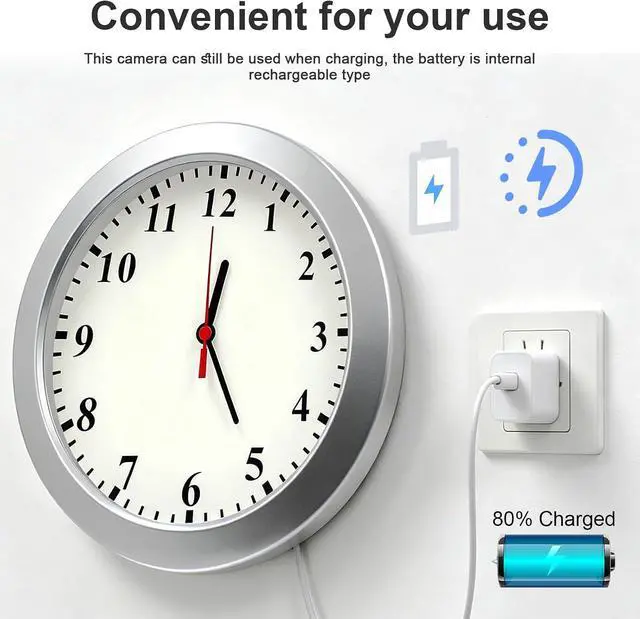 Alt view image 6 of 7 - WiFi Security Camera, Hidden Camera Clock, Spy Camera with Motion Detection, Remote Viewing and App Control, 1080P Mini Nanny Cam for Indoor Baby, Pet, Elderly Surveillance