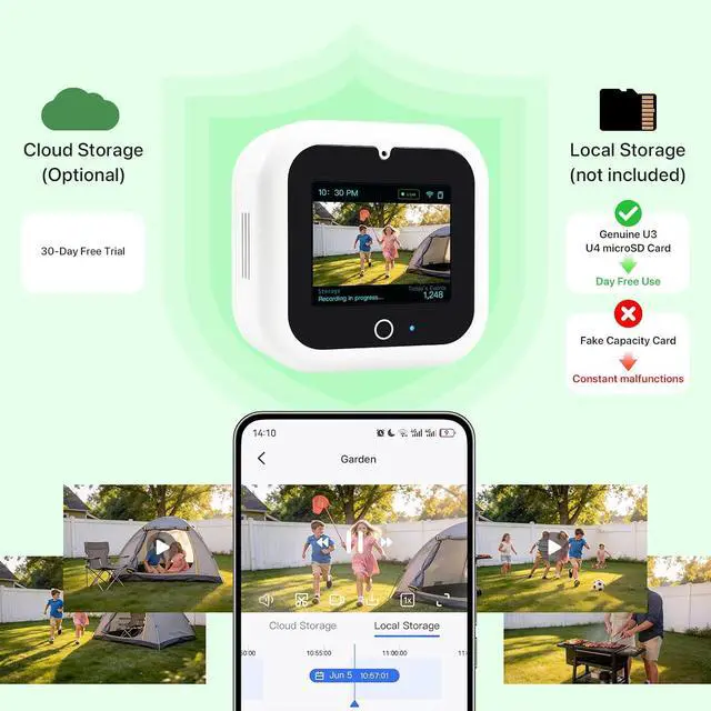 Alt view image 5 of 6 - 3K 5MP Window Security Camera with Touch Screen, Displays Live Footage, Time, Weather, Temperature, Color Night Vision, 2.4&5GHz WiFi, Motion Detection, Work w/Alexa&Google Assistant, Dome Cameras