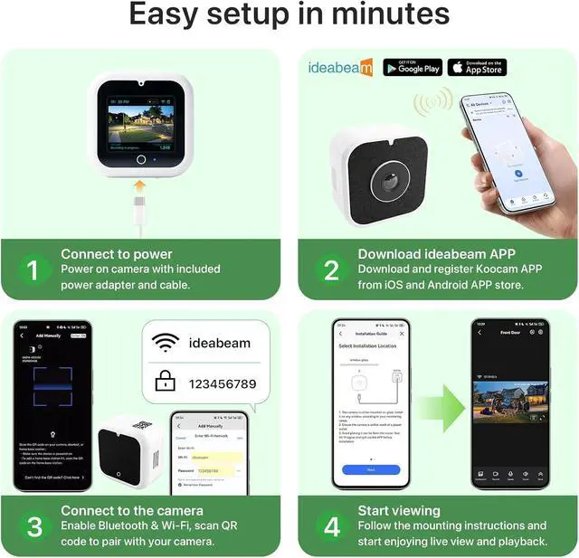 Alt view image 6 of 6 - 3K 5MP Window Security Camera with Touch Screen, Displays Live Footage, Time, Weather, Temperature, Color Night Vision, 2.4&5GHz WiFi, Motion Detection, Work w/Alexa&Google Assistant, Dome Cameras