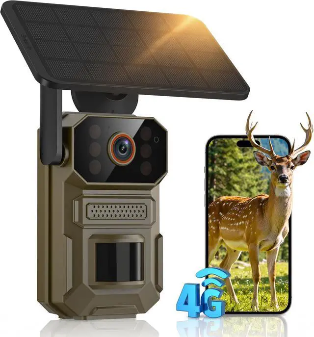 Main image of Cellular Solar Trail Camera with Night Vision, 0.1s Motion Activated, IP66 Waterproof, 1080P Outdoor Security Camera for Backyard, No WiFi Needed, SIM Card & Cloud Storage Included