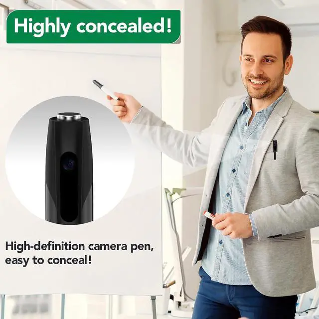 Alt view image 7 of 7 - Mini Hidden Camera Pen with 64GB Memory Card, 1080P HD Small Nanny Camera, USB Rechargeable Security Body Camera Pen for Indoor Outdoor