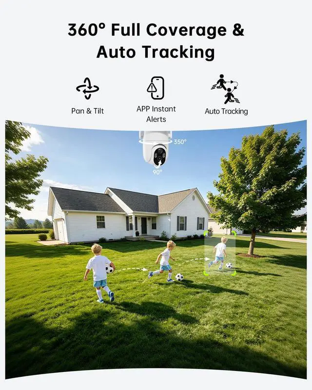 Alt view image 6 of 7 - ELYSOO 4K Security Cameras Wireless Outdoor, No Subscription, Solar Camera for Home Security System, Encrypted Local Storage, 360° PTZ with Auto Tracking, Color Night Vision, 4-Cam Kit