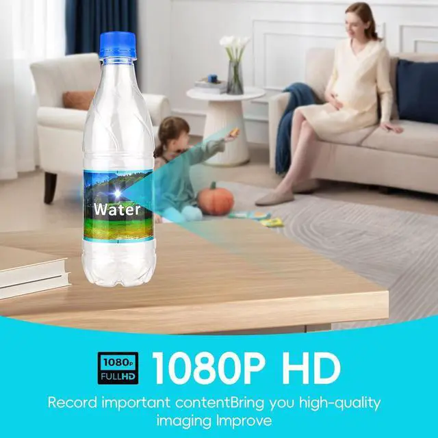 Alt view image 2 of 5 - Hidden Camera Bottle - Mini Camera - Wireless Nanny Cam - Full HD - Indoor Home Security-No WiFi