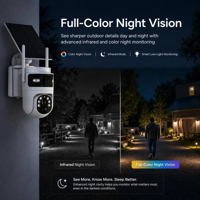 Alt view image 7 of 7 - Bestmotoring 4G LTE Cellular Security Camera, Solar 2K Dual-Lens PTZ Camera