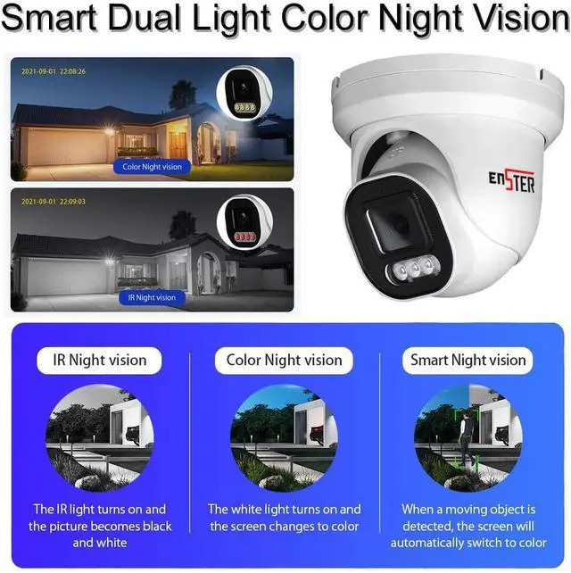 Alt view image 3 of 7 - ENSTER 8MP 4K PoE Security Camera Outdoor