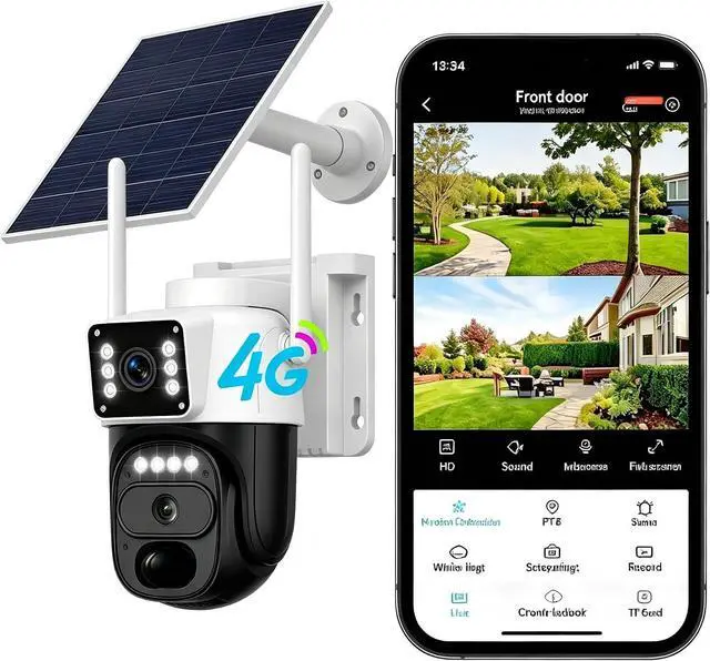 Main image of HAWKRAY 4G LTE Cellular Security Camera Outdoor,Solar Powered No WiFi Needed,Dual Lens,355° PTZ,Color Night Vision,PIR Motion Detection,Two-Way Talk,No TF Card