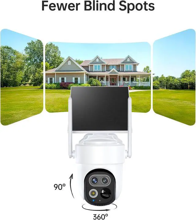 Alt view image 5 of 7 - Solar Security Cameras Wireless Outdoor 4-Pack with NVR, Dual-Lens 2K+2K WiFi Home Security Camera System, 360° Auto Tracking, AI Human & Vehicle Detection, Color Night Vision, No Monthly Fee