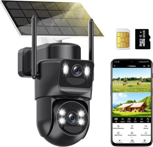 Main image of 4G LTE Solar Security Camera Wireless Outdoor, 2K Color Night Vision PTZ Security Camera with 360° Pan 90° Tilt, 6X Hybrid Zoom, Solar Powered & Battery Operated, No WiFi Security Camera