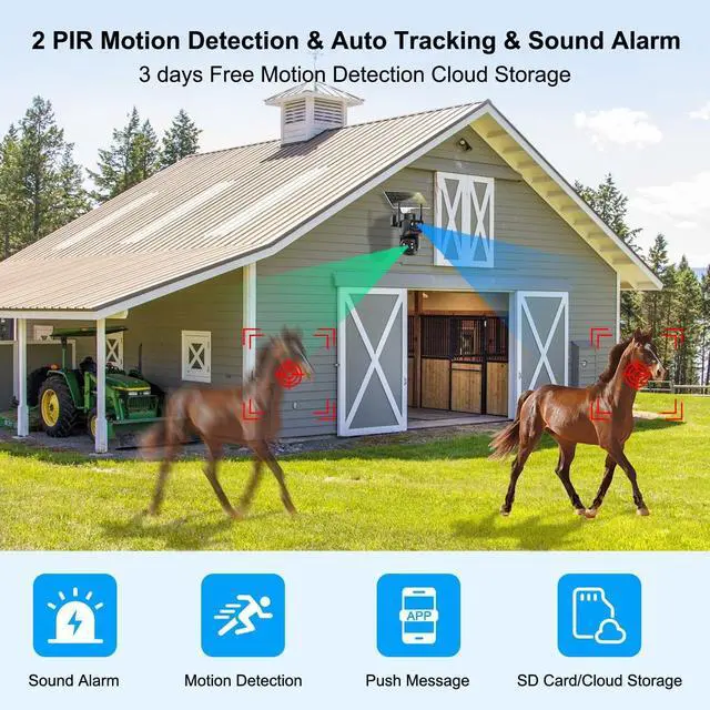 Alt view image 5 of 7 - 4G LTE Solar Security Camera Wireless Outdoor, 2K Color Night Vision PTZ Security Camera with 360° Pan 90° Tilt, 6X Hybrid Zoom, Solar Powered & Battery Operated, No WiFi Security Camera