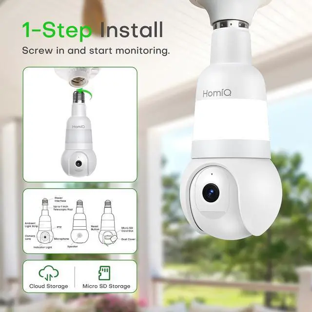 Alt view image 5 of 7 - 5MP 3K Light Bulb Camera,Color Night Vision Wireless with Alexa