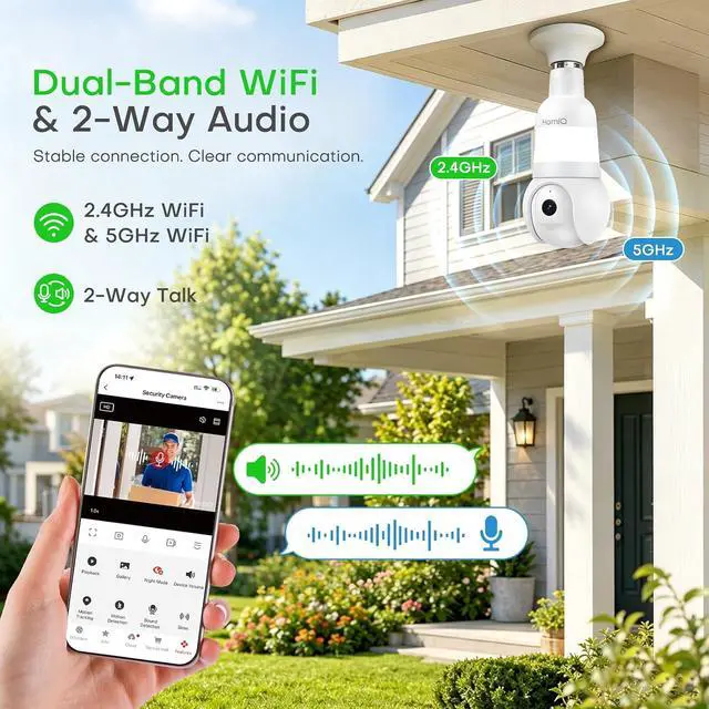 Alt view image 6 of 7 - 5MP 3K Light Bulb Camera,Color Night Vision Wireless with Alexa