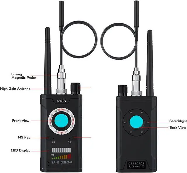 Alt view image 4 of 6 - SALAN K18S Hidden Camera Detector, Spy Camera Finder,Bug Detectors,with GPS Tracker Detection and rf Signal Scanning, Privacy Protection Tool for Travel, Hotel, Home and Office Security (Black)