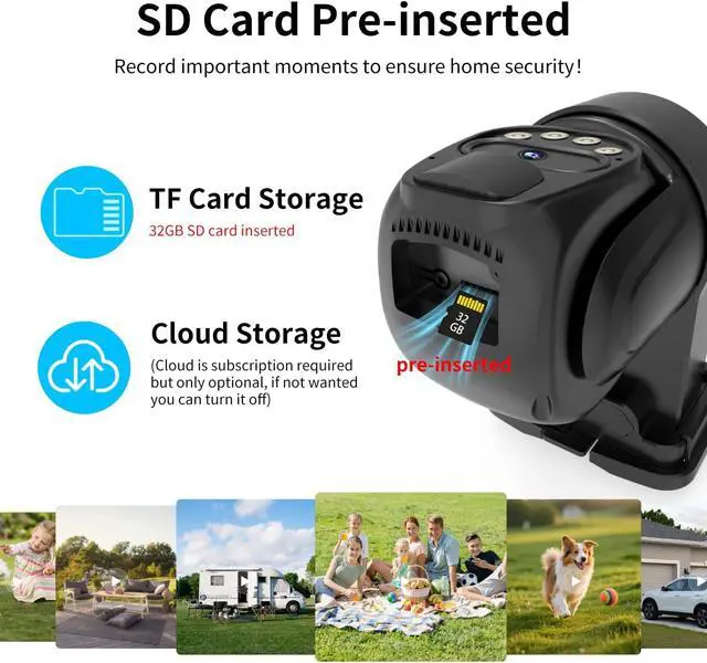 Alt view image 3 of 7 - ESCANU Security Cameras Wirelss Outdoor Solar Powered for Home Security,360 View Outside Camera with SD Card, 5G/2.4GHz WiFi,Motion Detection,IP-65 Weather Proof,No Subscription Fee
