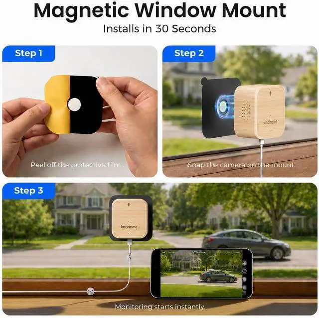 Alt view image 7 of 7 - 5MP 3K Window Security Camera for Home, No Subscription