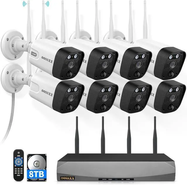 Main image of (2026 Update) 5MP Wireless Security Camera System, 16CH NVR with 8 Outdoor WiFi Cameras & 8TB HDD, Dual Antennas, Dual-Band 2.4/5.8GHz, 130° Wide Angle, 2-Way Audio, IP66, No Monthly Fee