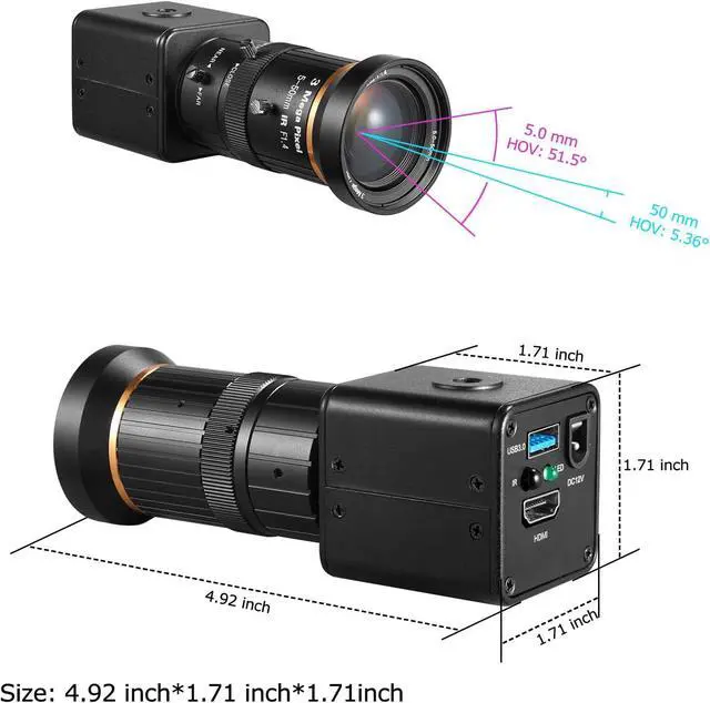 Alt view image 4 of 7 - HDMI USB3.0 Dual Output HD YUY2 1080P 60fps Digital Security Camera, Industry Digital C-Mount with Manual 5-50mm Varifocal HD Lens, OSD Menu via Remote Controller