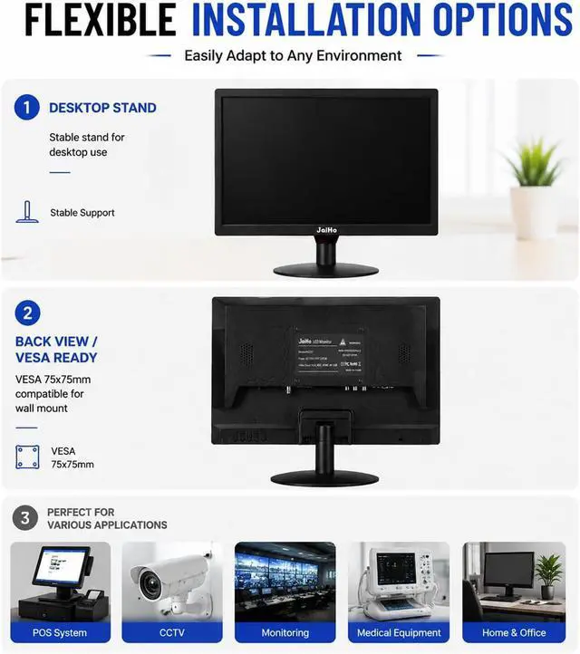 Alt view image 6 of 7 - 21.5-Inch Touchscreen Monitor, 1920x1080 Full HD 16:10 Display, 400cd/m² High Brightness, BNC HDMI VGA AV USB Input, Responsive Touch Screen for Self-Service Kiosk Industrial CCTV Security