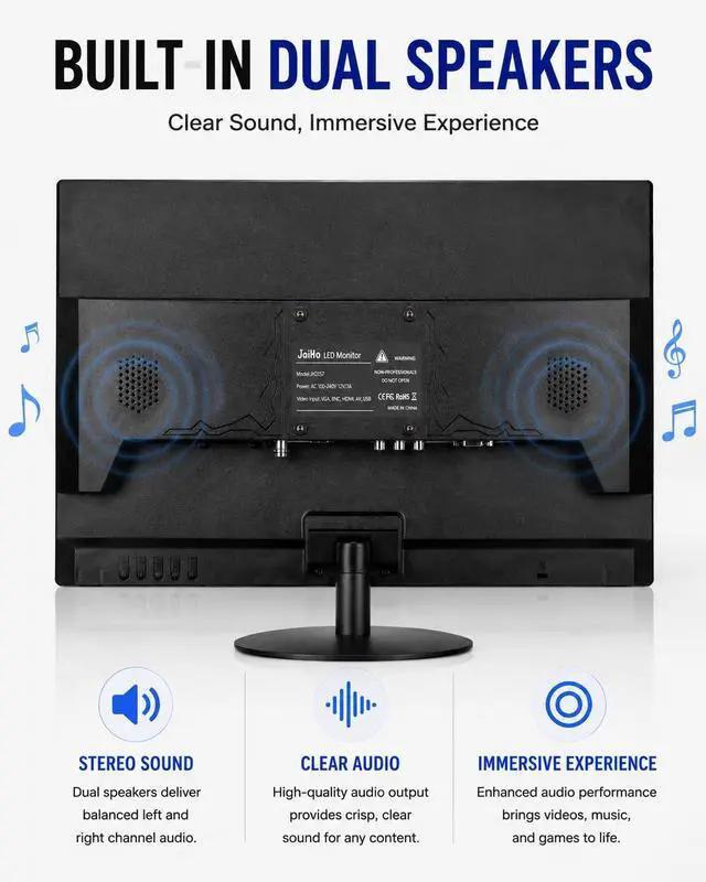 Alt view image 7 of 7 - 21.5-Inch Touchscreen Monitor, 1920x1080 Full HD 16:10 Display, 400cd/m² High Brightness, BNC HDMI VGA AV USB Input, Responsive Touch Screen for Self-Service Kiosk Industrial CCTV Security