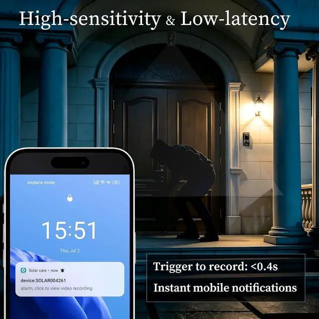 Alt view image 5 of 7 - No Subscription Wireless Security Camera, AA Battery Powered,Outdoor & Door