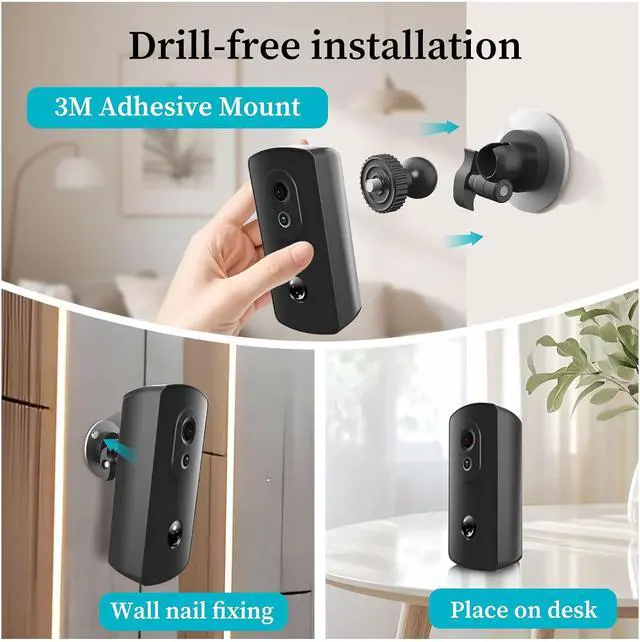 Alt view image 6 of 7 - No Subscription Wireless Security Camera, AA Battery Powered,Outdoor & Door