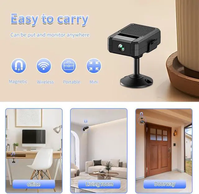 Alt view image 6 of 7 - Mini Camera 2026 Upgrade Security Wireless Camera Small Smart Home WiFi 1080P HD Micro Nanny Cam with Motion Detection Wide Angle Cloud & SD Storage Night Vision No Need WiFi Tiny Cameras for Indoor