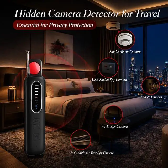 Alt view image 4 of 7 - Hidden Camera Detector, 5-in-1 Privacy Protection Tool with Camera Lens Finder, Environment Check, Magnetic Detection, Infrared Light Check & Anti-Theft Alarm for Hotel, Travel, Office, Car