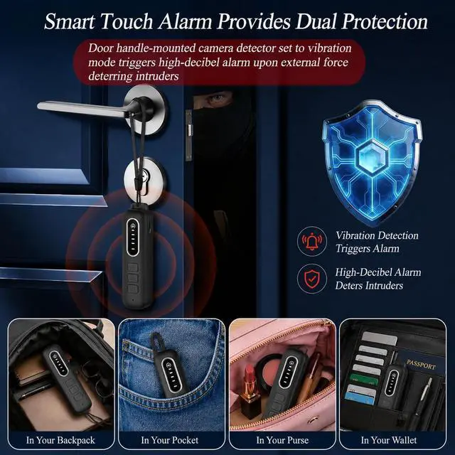 Alt view image 5 of 7 - Hidden Camera Detector, 5-in-1 Privacy Protection Tool with Camera Lens Finder, Environment Check, Magnetic Detection, Infrared Light Check & Anti-Theft Alarm for Hotel, Travel, Office, Car