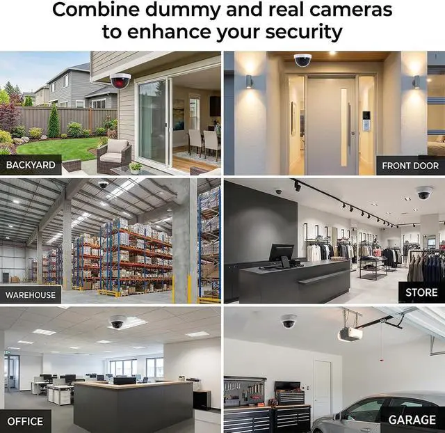 Alt view image 5 of 7 - 9 Pack Dummy Fake Camera CCTV Dome Fake Security, Wireless Surveillance Dummy CCTV, Flashing Red LED Light, with Screws Tape, White Decoy Camera, for Indoor Outdoor Home Business Premises