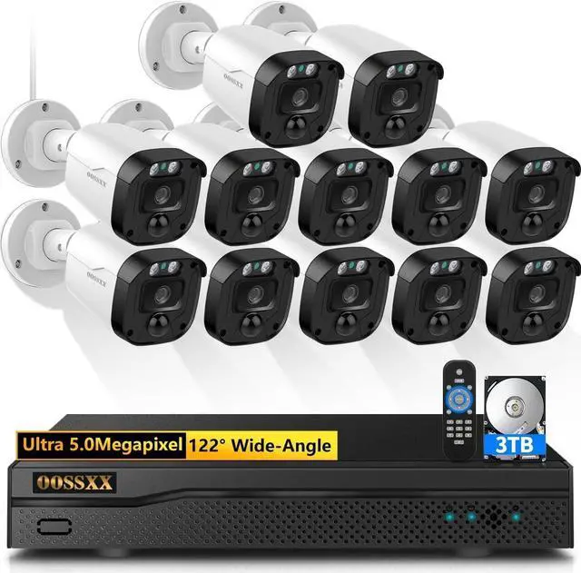 Main image of (2026 Update) 5MP Wired Security Camera System Outdoor, 16CH DVR (3TB Hard Drive), 12 x 122° Wide Angle Home Surveillance Cameras, IP67 Waterproof, Free App No Monthly Fee, Remote Control