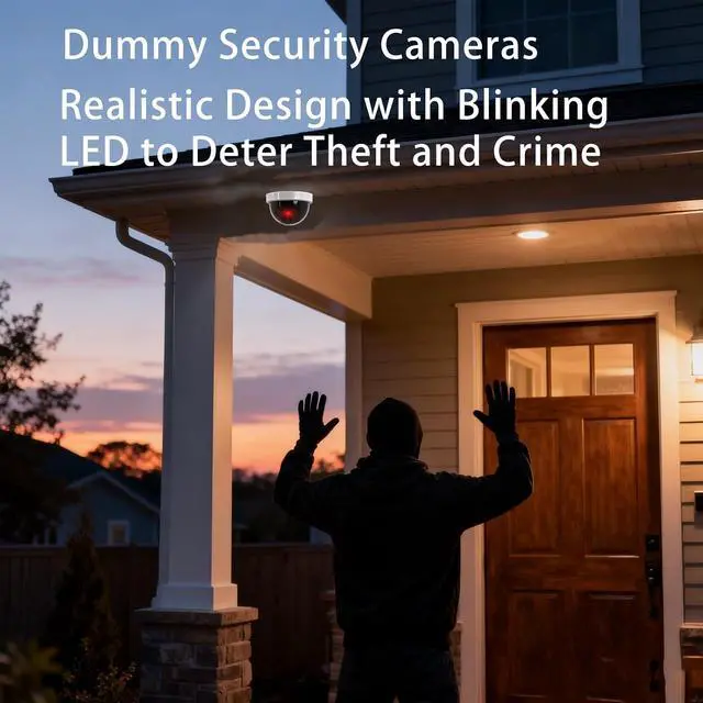 Alt view image 7 of 7 - 9 Pack Dummy Fake Camera CCTV Dome Fake Security, Wireless Surveillance Dummy CCTV, Flashing Red LED Light, with Screws Tape, White Decoy Camera, for Indoor Outdoor Home Business Premises