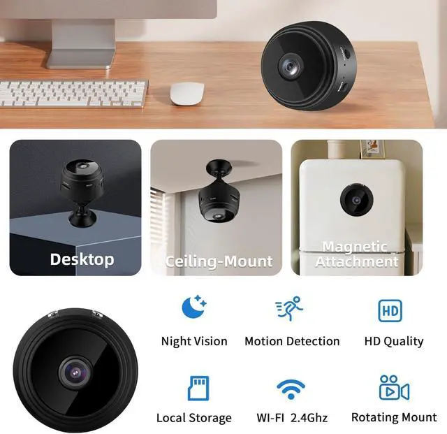 Alt view image 4 of 7 - Hidden Camera Surveillance Monitor - WiFi Nanny Cam with 1080P Night Vision, Motion Detection, and Smartphone Compatibility - Indoor Spy Camera for Home/Baby/pet/Office