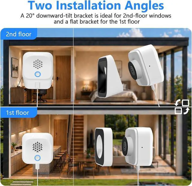 Alt view image 2 of 7 - Hieasy 5MP 3K Window Security Cameras, 2Packs No Drill Magnetic Window Cameras for Home Security, 5GHz&2.4GHz WiFi6 Indoor Adjustable Angled Cam Stick on Glass, AI Color Night Vision, 24/7 Recording