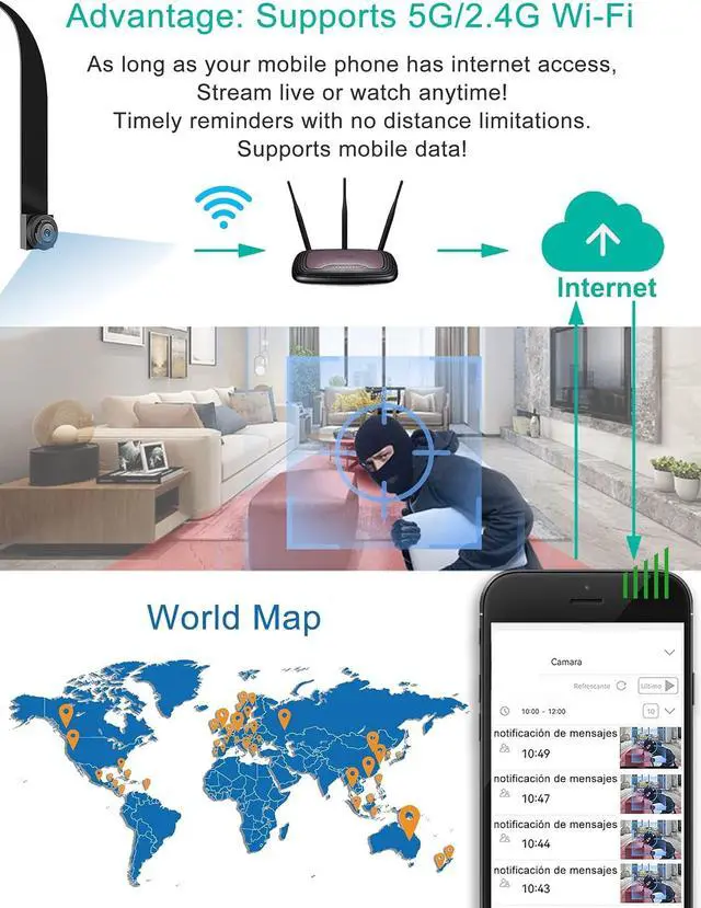 Alt view image 2 of 7 - Mini Small Camera, 5G Wi-Fi DIY Home Security Camera, Small and Portable Camera