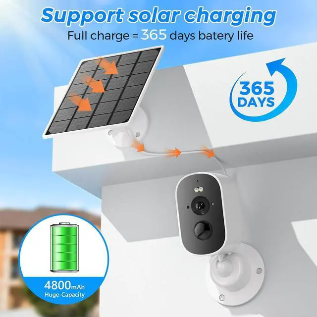 Alt view image 2 of 7 - ICSEE Outdoor Solar Wireless Camera Security, 3Mpx HD Resolution/5200mAh Battery/3W Solar Panel/Two Way Audio/MicroSD Cloud Recording/Low Consumption Mini WiFi Surveillance CCTV