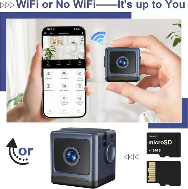 Alt view image 6 of 7 - WiFi Security Camera, Pet Camera, Mini Hidden Spy Cam, Plug in Cam