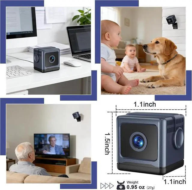 Alt view image 7 of 7 - WiFi Security Camera, Pet Camera, Mini Hidden Spy Cam, Plug in Cam