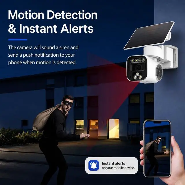 Alt view image 5 of 7 - 7W Solar 4G Security Cameras Wireless Outdoor, AOV 24/7 Recording Cameras for Home Security, 360° View, 2K Color Night Vision, 2-Way Talk, NO WiFi, Auto Tracking