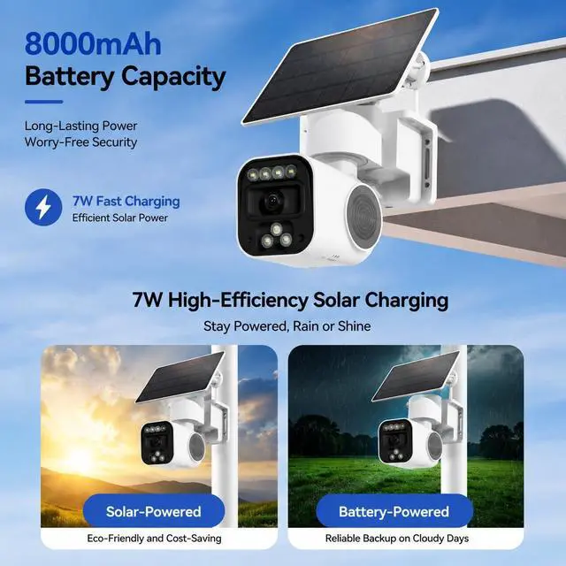 Alt view image 4 of 7 - 7W Solar 4G Security Cameras Wireless Outdoor, AOV 24/7 Recording Cameras for Home Security, 360° View, 2K Color Night Vision, 2-Way Talk, NO WiFi, Auto Tracking
