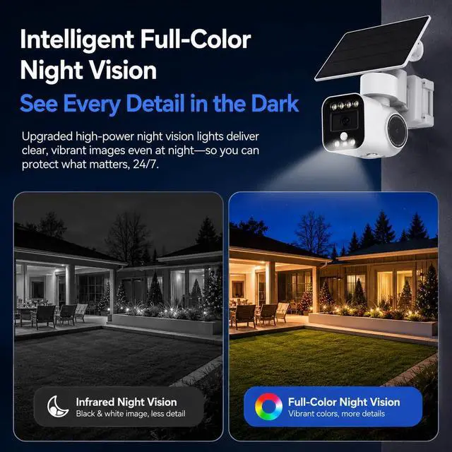 Alt view image 7 of 7 - 7W Solar 4G Security Cameras Wireless Outdoor, AOV 24/7 Recording Cameras for Home Security, 360° View, 2K Color Night Vision, 2-Way Talk, NO WiFi, Auto Tracking