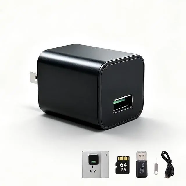 Main image of HD 1080P USB Charger Hidden Camera, 64GB Spy Nanny Cam (No WiFi)