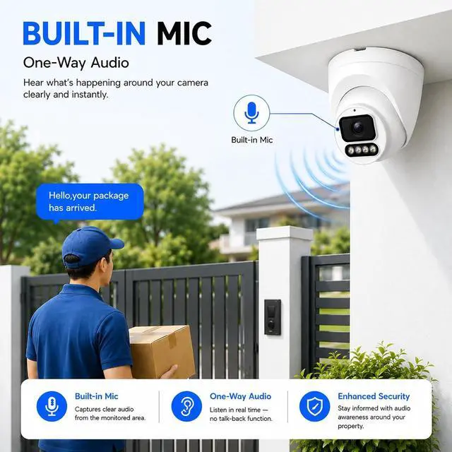 Alt view image 6 of 7 - 8MP Home Security PoE IP Camera Dome Outdoor Indoor