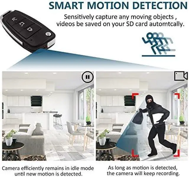 Alt view image 5 of 6 - Hidden Car Key Camera, Mini Spy Camera, Discreet Nanny Cam 1080P HD