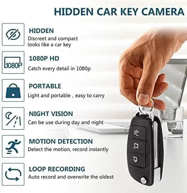 Alt view image 6 of 6 - Hidden Car Key Camera, Mini Spy Camera, Discreet Nanny Cam 1080P HD