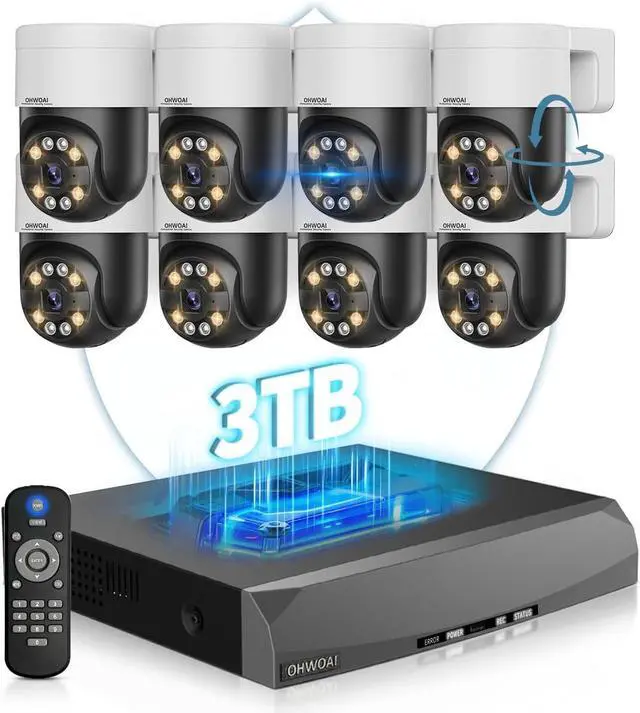 Main image of 2-Way Audio & Auto-Tracking4K Outdoor Wired Security Camera System,360 Degrees Security PTZ IP Cameras,Surveillance Video Equipment