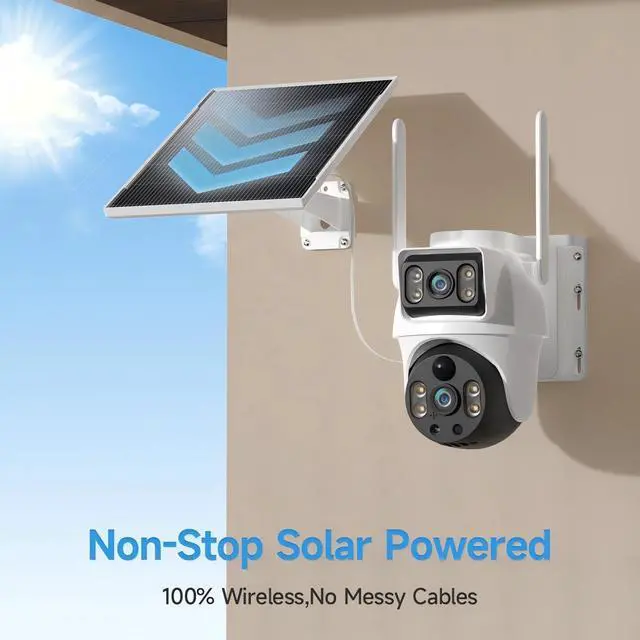 Alt view image 7 of 7 - XIAOVV 4K Dual Lens Solar Security Cameras Wireless Outdoor, 2.4GHz WiFi for Home Security, 360° PTZ View, Color Night Vision, PIR Motion Detection, 8000mAh Battery, 2-Way Audio, IP66