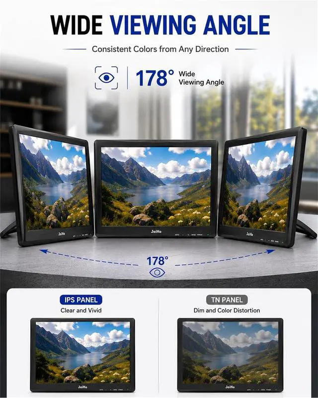 Alt view image 5 of 7 - 15-Inch Touchscreen Monitor, 1024x768 HD 4:3 Aspect Ratio LCD Display, BNC HDMI VGA AV USB Input, 400cd/m² High Brightness Touch Screen for POS Kiosk Industrial Security, Built-in Speakers