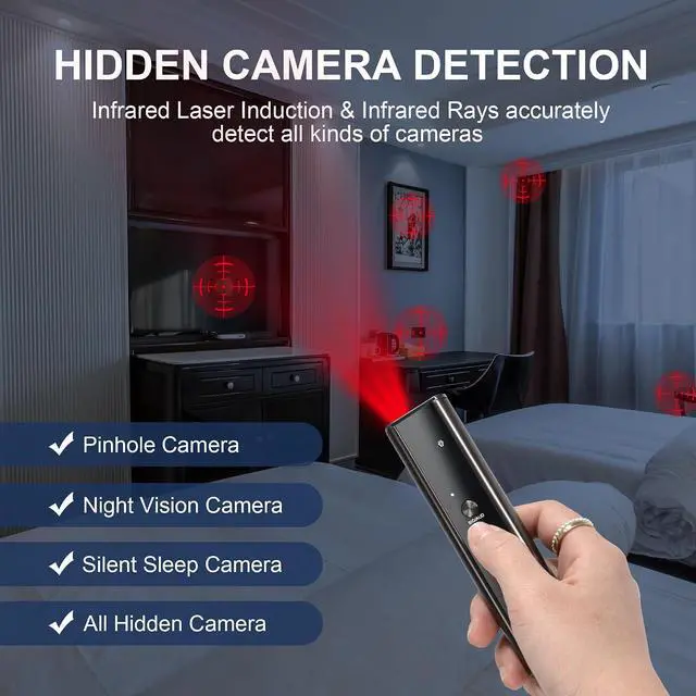 Alt view image 3 of 7 - 2025 Version Camera Finder Detector-KT-02 Hidden Device Detector with Vibration Sound Alarm & Flashlight, Detecting Spy Camera/GPS Tracker/Bug, Hidden Camera Detectors for Travel, Hotel, Car