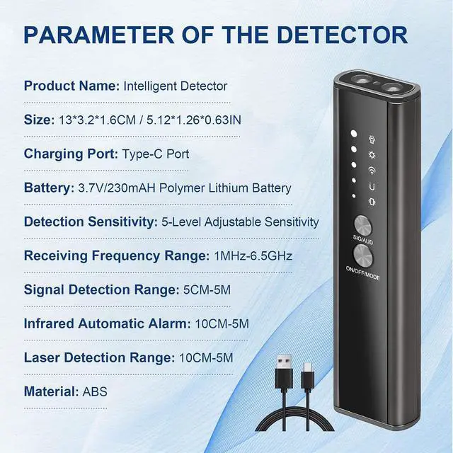 Alt view image 6 of 7 - 2025 Version Camera Finder Detector-KT-02 Hidden Device Detector with Vibration Sound Alarm & Flashlight, Detecting Spy Camera/GPS Tracker/Bug, Hidden Camera Detectors for Travel, Hotel, Car