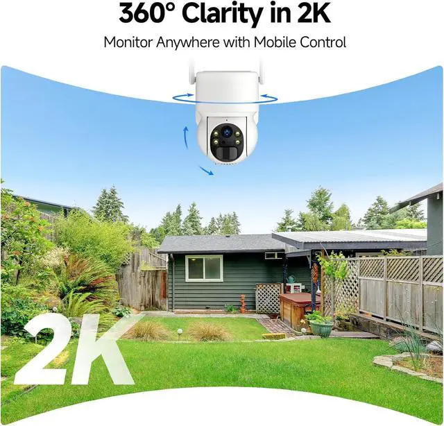 Alt view image 3 of 7 - Oculview 2K Solar Security Camera Wireless Outdoor, 1PCS Outdoor Camera Wireless with 360° View, Cameras for Home Security with Color Night Vision, 4G LTE Cellular, No Wi-Fi Needed, 1 Pack, White