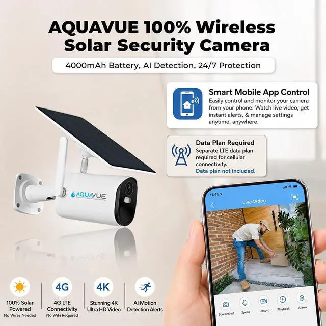 Alt view image 5 of 7 - Solace 4G Portable Solar Powered LTE Camera - Outdoor Weatherproof Boat Security Device with 4k Video - AI Motion Detection - Security Camera with (5-7) Day Battery Backup Without Wi-Fi